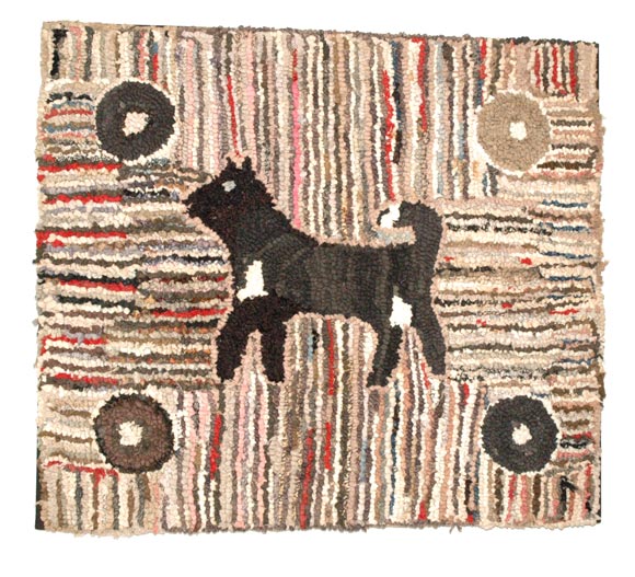 Rare oversize pictorial dog rug on a mount, 1920-1930 great condition/very unusual scale and found in New England a great addition to any collection of Folk Art of America.
