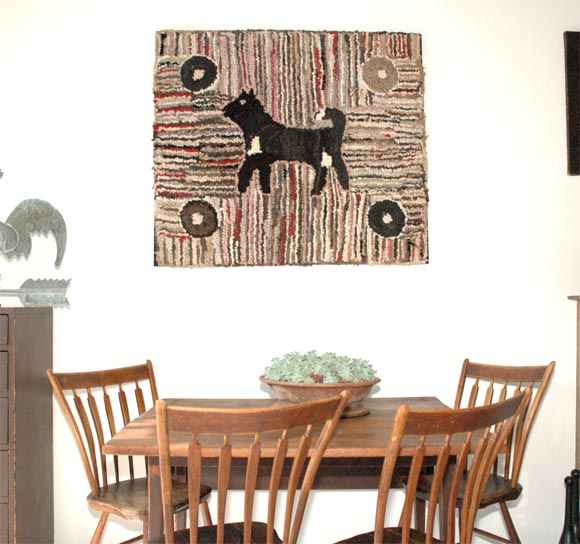 American 1920-1930 Mounted Pictorial Dog Rug
