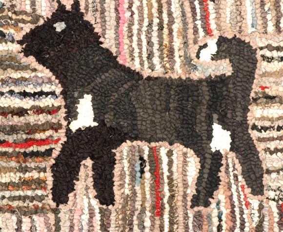 1920-1930 Mounted Pictorial Dog Rug In Excellent Condition In Los Angeles, CA