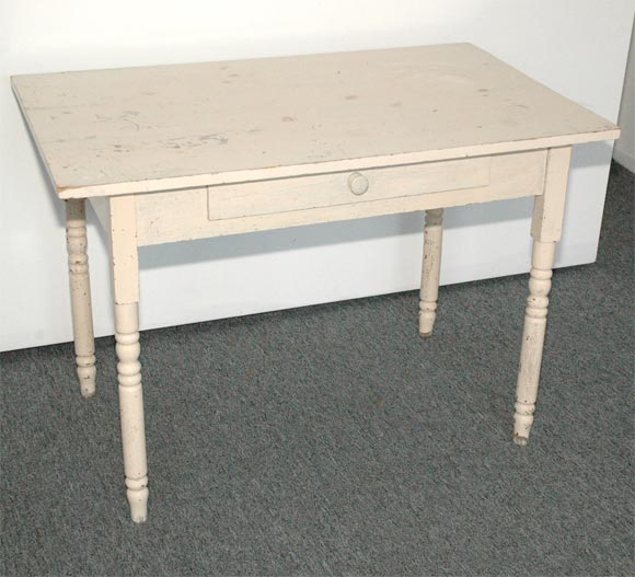 DATED 1920 ORIGINAL WHITE PAINTED DESK/COFFEE TABLE