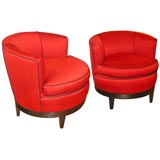 Pair of Art Deco Revolving club chairs