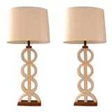 An Unusual Pair of Carved Alabaster Table Lamps