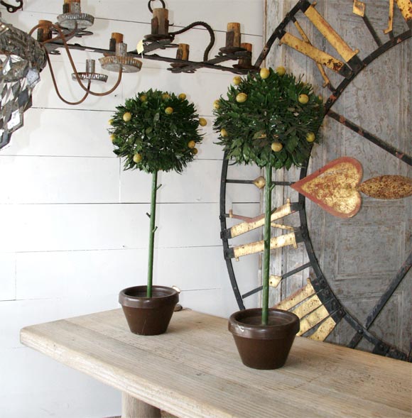 Pair of Italian Metal Lemon Trees