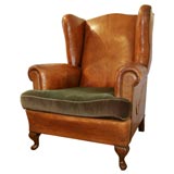 Pair of French Leather Wing Chairs