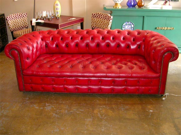 Red Leather English Chesterfield