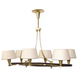 French Brass and Mahogany Chandelier