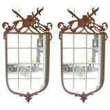 Pair of Italian Iron Shield Mirrors