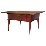 19THC ORIGINAL RED PAINTED FARM TABLE