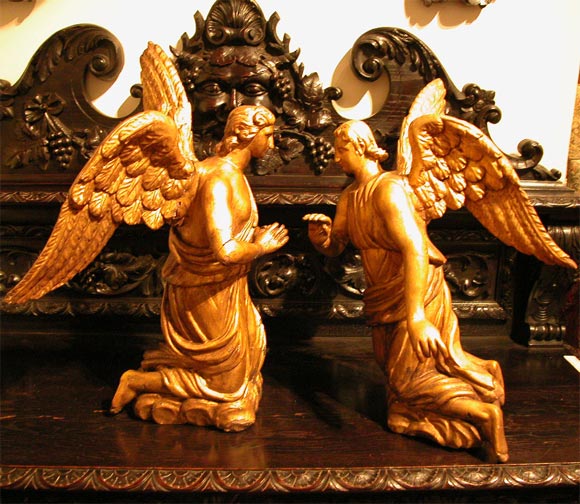 Pair of Carved Gilt Wood Angels 3