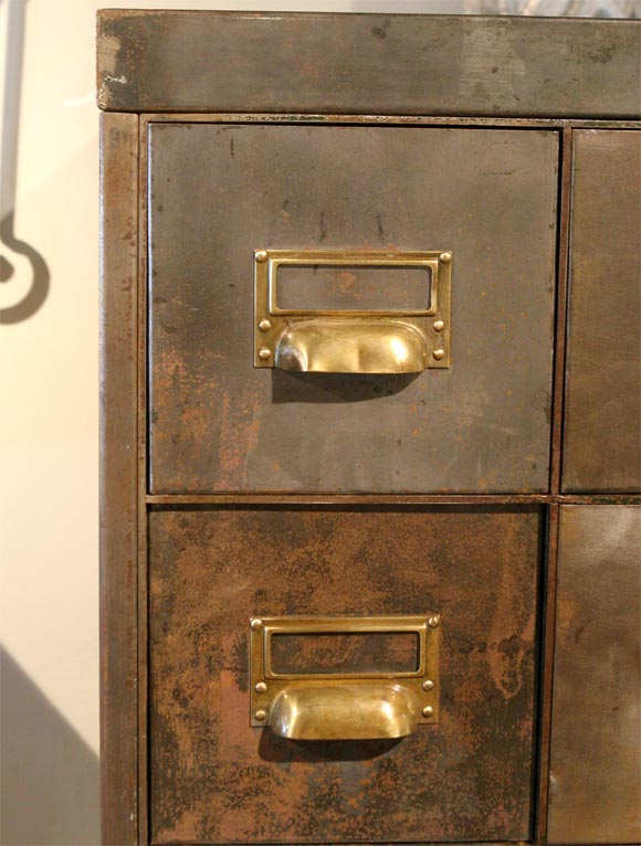 Mid-20th Century French Polished Metal Filing Cabinet