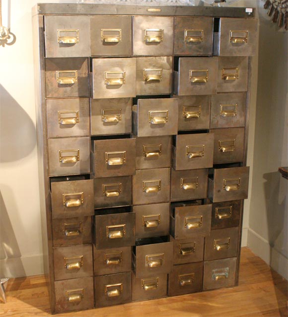 French Polished Metal Filing Cabinet 2