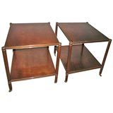 Pair of French Two Tier Mahogany Side Tables. Pair of French Two Tier Mahogany Side Tables.