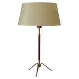 Leather and Brass Lamp in the Style of Gio Ponti