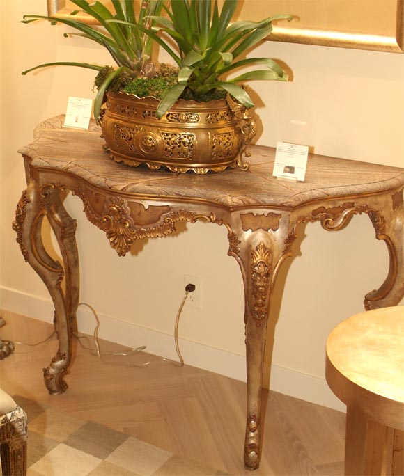 Pair of Hand Carved Venetian Polychrome Consoles