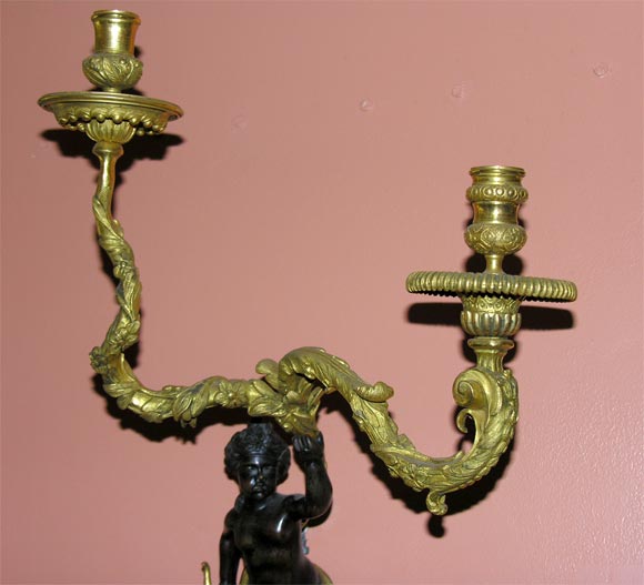 Pair of Regence Bronze Putti Sconces In Excellent Condition For Sale In Westwood, NJ