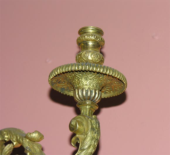 19th Century Pair of Regence Bronze Putti Sconces For Sale