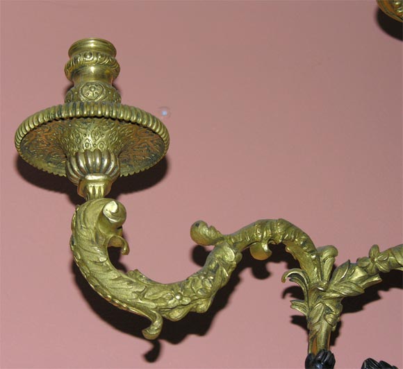 Pair of Regence Bronze Putti Sconces For Sale 2