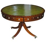 Regency Leather Top Revolving Drum Table