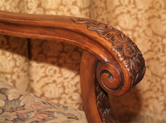 Swiss Carved  And Inlaid Fruitwood Armchairs For Sale