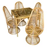 Rattan 
Reed Game table with 4 chairs