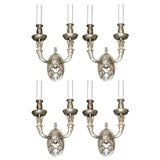 A Chic Set of Four Silver Mermaid Sconces by Caldwell