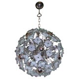 A Cut and Etched Crystal Ball Chandelier by Fontana Arte