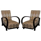 A Pair of Mahogany Open Arm Art Deco Club Chairs