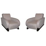 A Pair of Art Deco Club Chairs on Rosewood Ski Shaped Feet