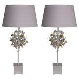 A Pair of Stylised Lemon Tree Table Lamps.