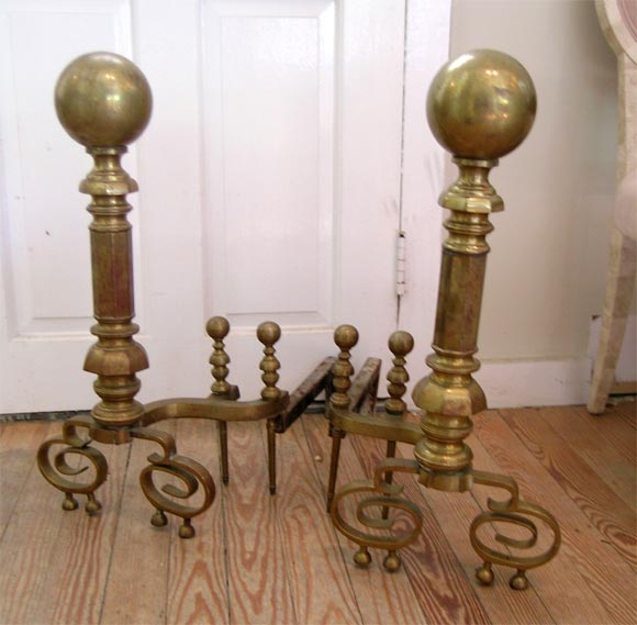 Set of Brass Andirons