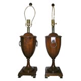 Pair of Classic Urn Lamps in Wood