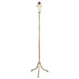 Brass Floor Lamp With Faux-Bamboo Stem and Claw Feet