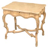 Handcarved Wood Console/ Table with Marble Top
