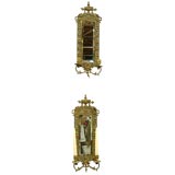 Pair of C. 1900 Brass and Mirror Sconces