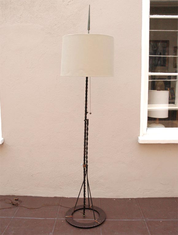 Antique Twisted Lightning Rod Floor Lamp with a 10.5