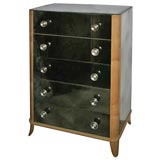 Pair of Mirrored and Sycamore 5 Drawer Chests by Spade