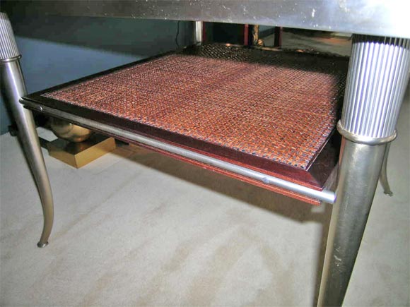 American Mahogany and Bronze Square Coffee Table by Weiman