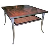 Mahogany and Bronze Square Coffee Table by Weiman