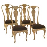 Hollywood Regency Faux Tortoise  Queen Ann Chairs
