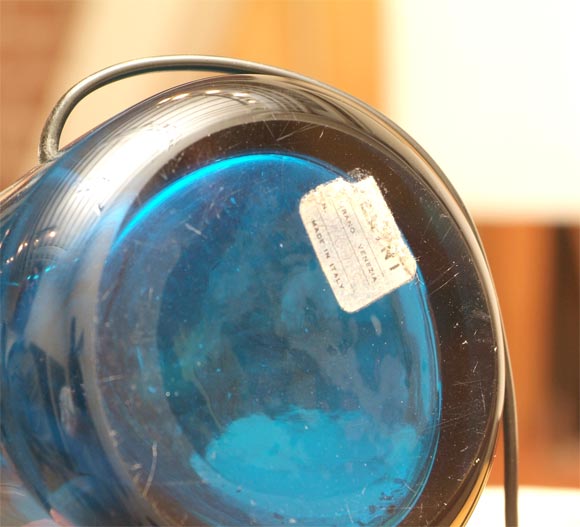 Pair of Venini Cobalt Blue Table Lamps For Sale 4