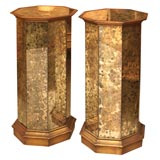 Antique Tortoise Mirrored Pedestals