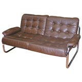 Tufted Leather  Loveseat