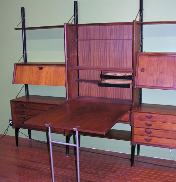Danish Wall Unit with Dropdown Desk at 1stDibs wall unit with drop