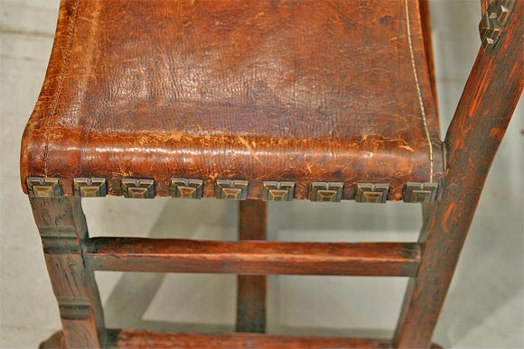19th c. Spanish Leather Chairs 3