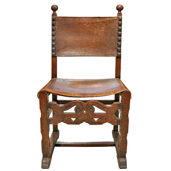 19th c. Spanish Leather Chairs