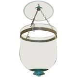 antique handblown light acqua bell jar lantern