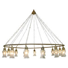 Egyptian Handblown Chandelier with Clear Bell-Shaped Glass