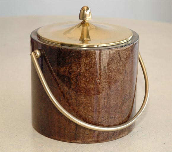 Aldo Tura goat skin parchment ice bucket
