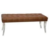 A Lucite and Leather Bench