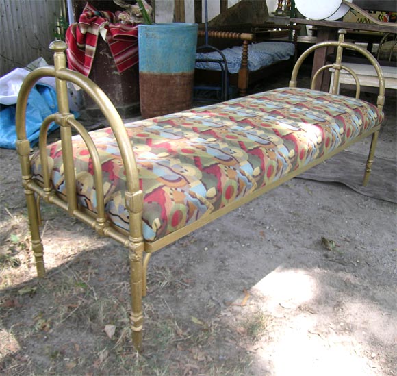 pair of  upholstered metal  beds